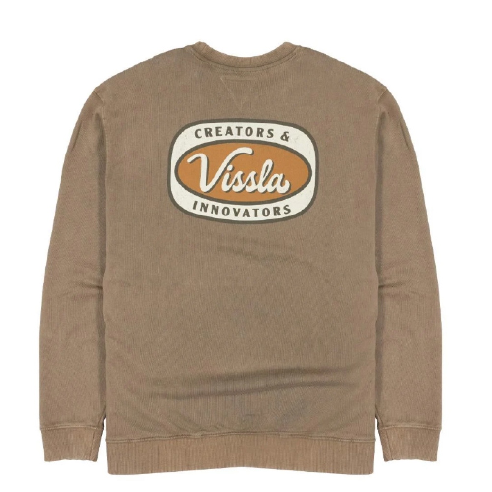 VISSLA - SUDADERA CREATORS & INNOVATORS CREW NECK WASHED FLEECE - DARK KHAKI