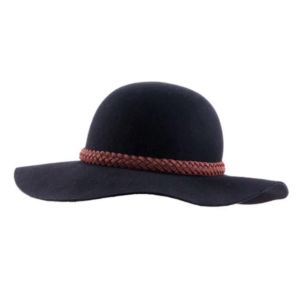 Ocean and Earth - Sombrero Ladies Festival Felt Hat - Black 